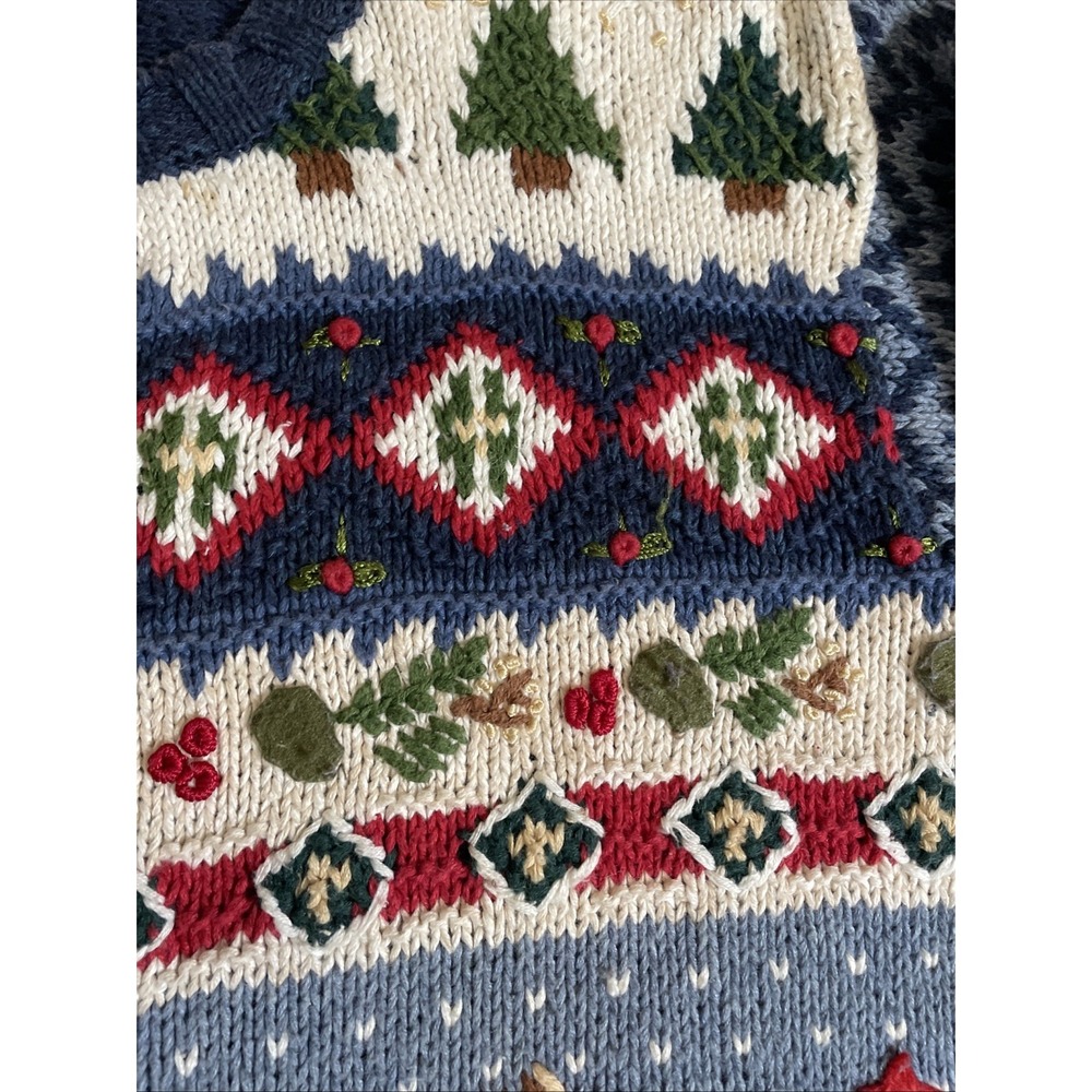 Heirloom Collectibles Hand Knit Button Down Christmas Cardigan Women's XL VTG - Picture 4 of 14